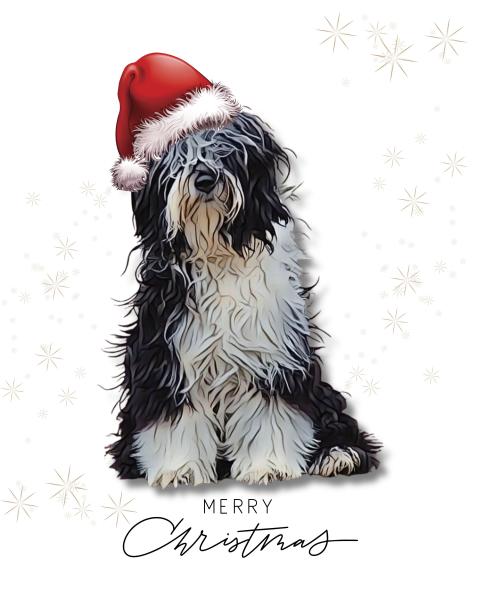 Weihnachtskarten mit Tibet-Terrier-Motiv (4er-Set)